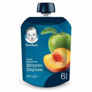 Пюре фрукт Gerber Яблоко и персик пастр витамин 6+
