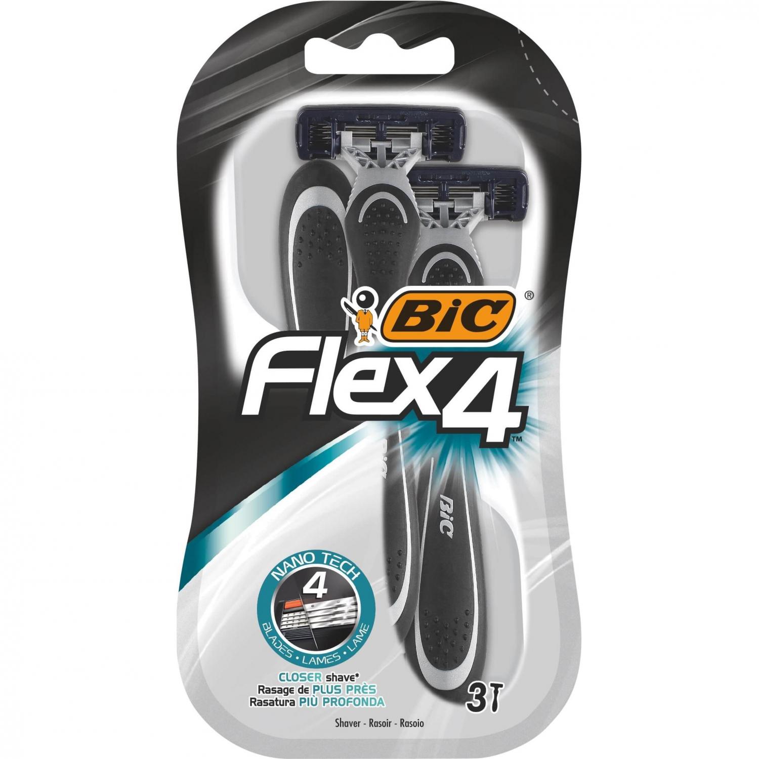 Станок для бритья BIC Flex4 Comfort блистер 4 лезвия, 3шт/уп (Артикул: 457719)