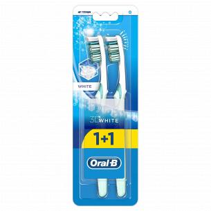 Зубная щетка Oral-B 3D White Отбеливание средняя, 1+1шт бесплатно
