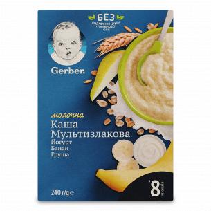 Каша мультизлакова Gerber молочна з йогуртом, бананом і грушею
