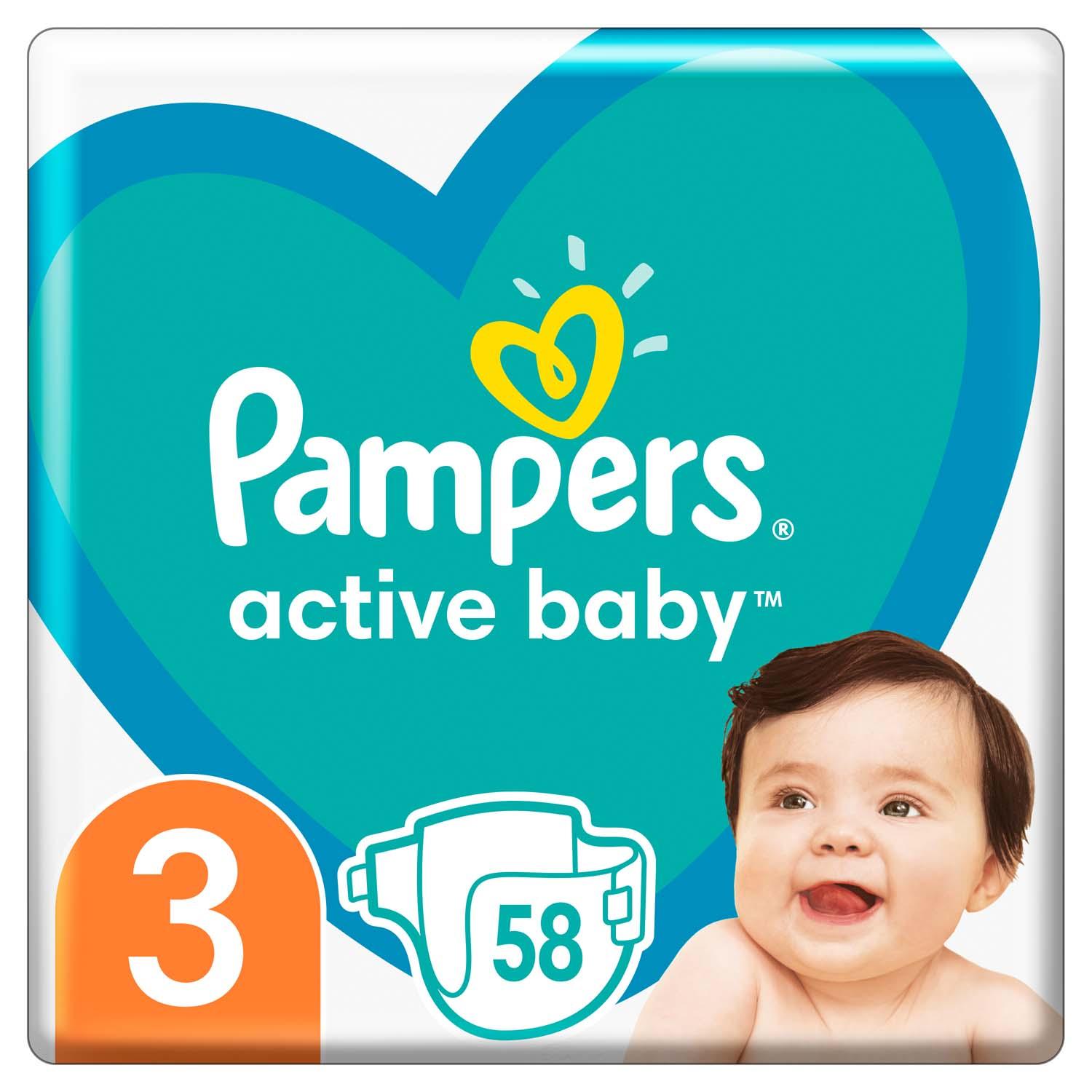 Подгузники Pampers Active Baby Размер 3 (6-10 кг) 58 шт