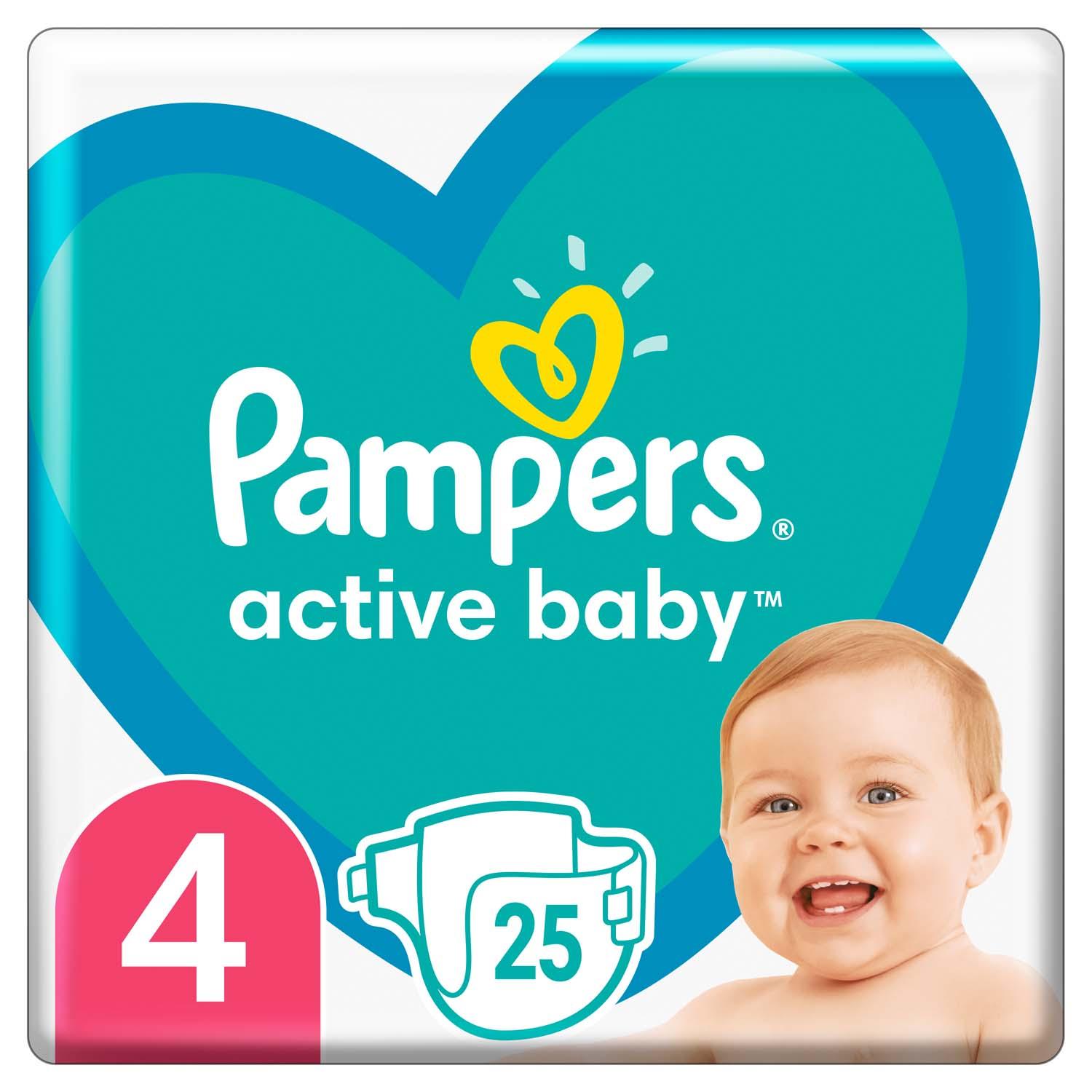 Подгузники Pampers Active Baby Размер 4 (9-14 кг), 25 шт