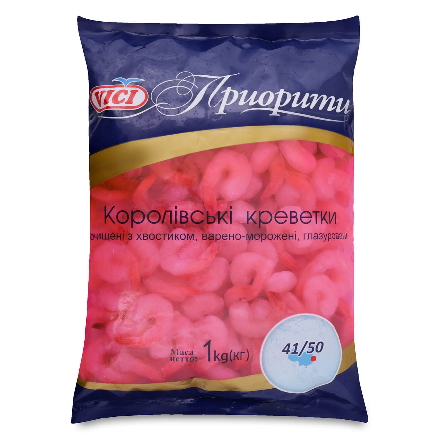 Креветки VICI королевские очищенные с хвостиком в/м