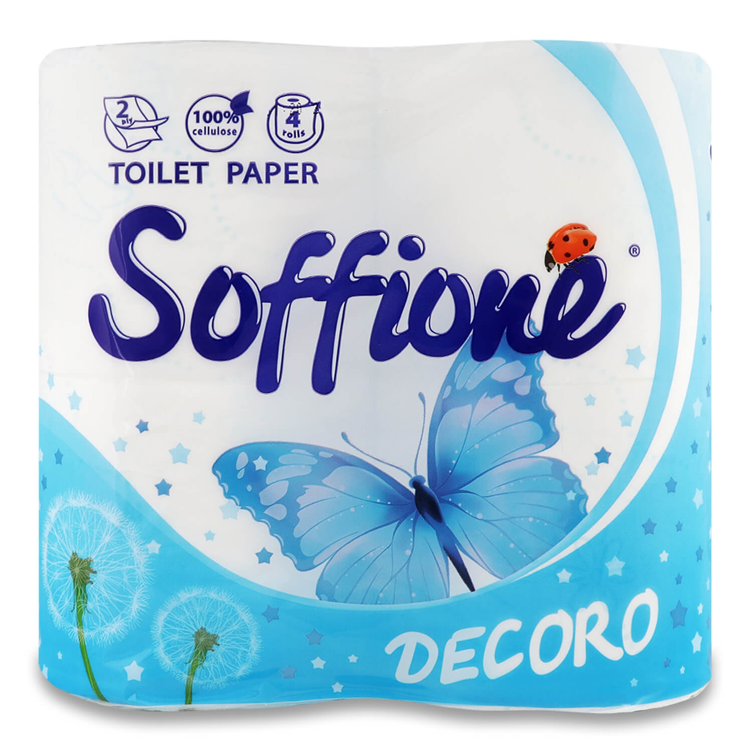 Бумага туалетная Soffione Декоро 2 слоя синяя
