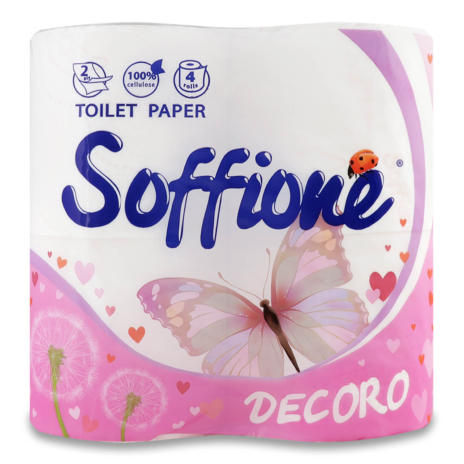 Бумага туалетная Soffione Декоро 2 слоя розовая
