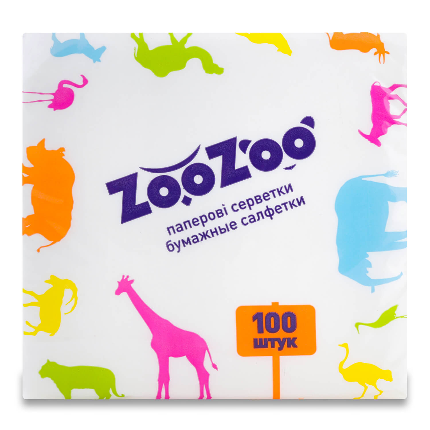 Салфетки ZooZoo 1слой белые 24х23см