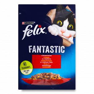 Корм для котов Felix Fantastic с говядиной в желе