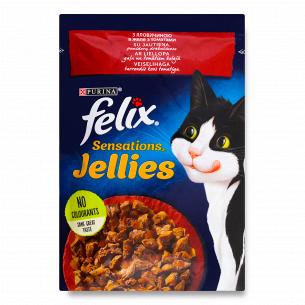 Корм для котов Felix Jellies Sensations говядина в желе