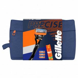 Подарочный набор для мужчин Gillette: Бритва Fusion5 + Cменные Кассеты, 3 шт. + Гель для бритья