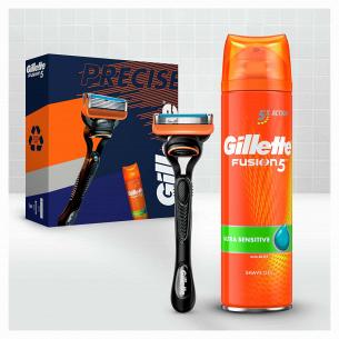 Подарочный набор для мужчин Gillette: Бритва Fusion5 + Гель для бритья