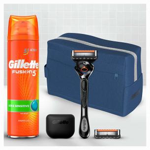 Подарочный набор для мужчин Gillette: Бритва ProGlide + Сменная кассета, 1 шт. + Гель для бритья