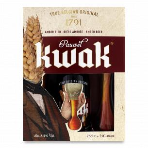 Набор Kwak Пиво полутемное 0,75л + 2 бокала 0,25л