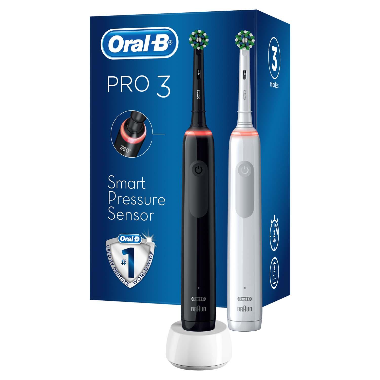 Набор электрических зубных щёток Oral-B Pro 3 3900 СrossAсtion Черная и Белая