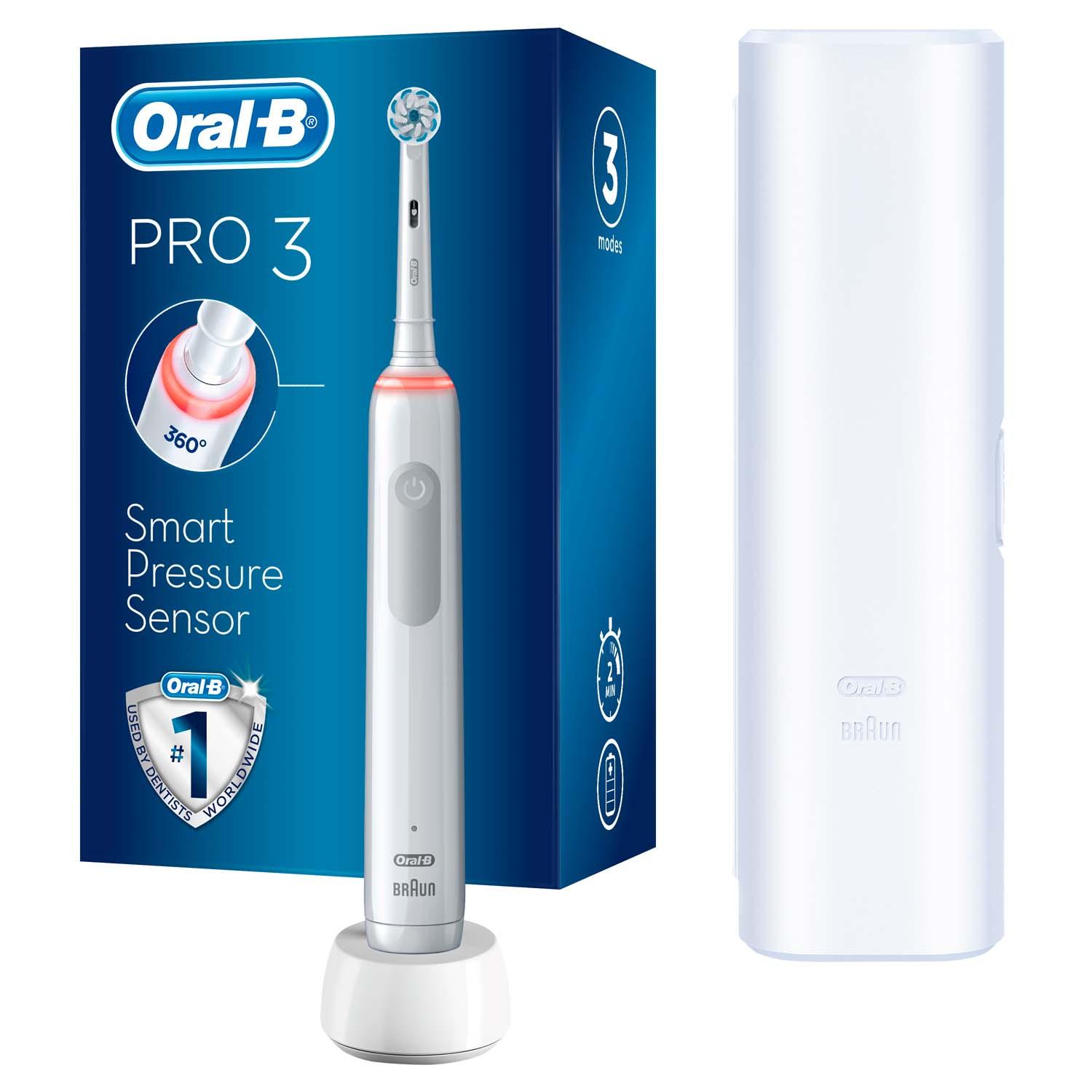 Электрическая зубная щётка + футляр Oral-B Pro 3 3500 Sensitive Clean Белая, шт (Артикул: 884417)