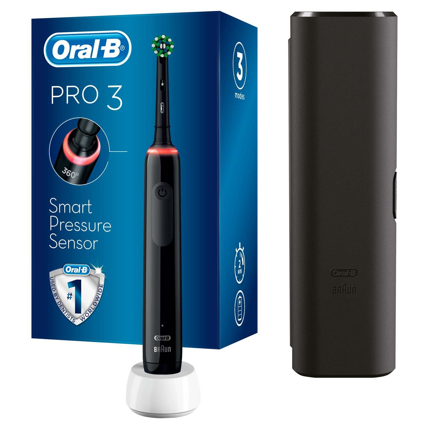 Электрическая зубная щётка + футляр Oral-B Pro 3 3500 СrossAсtion Черная , шт (Артикул: 884416)