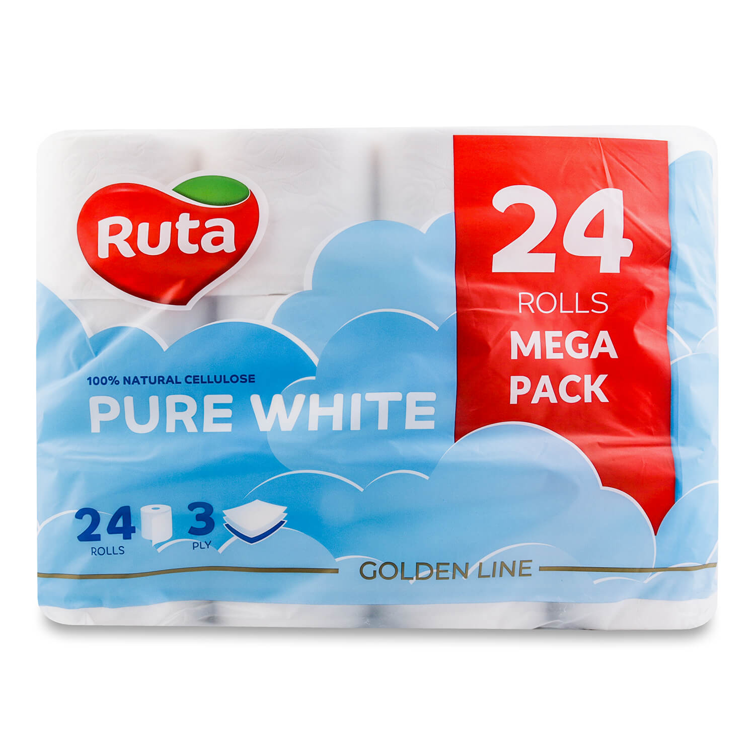 Бумага туалетная Ruta Pure White белая 3-слойная