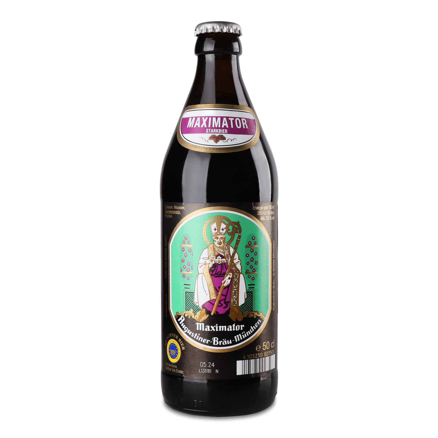 Пиво Augustiner Maximator янтарное