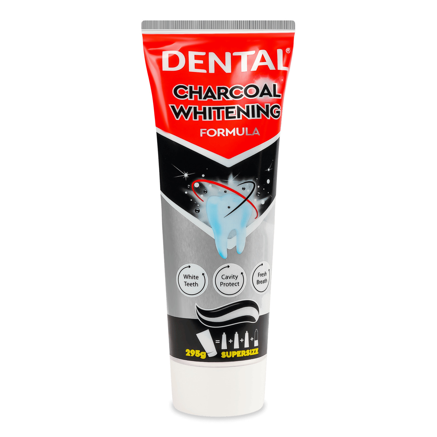 Паста зубная Dental отбеливающая с углем двуцветная