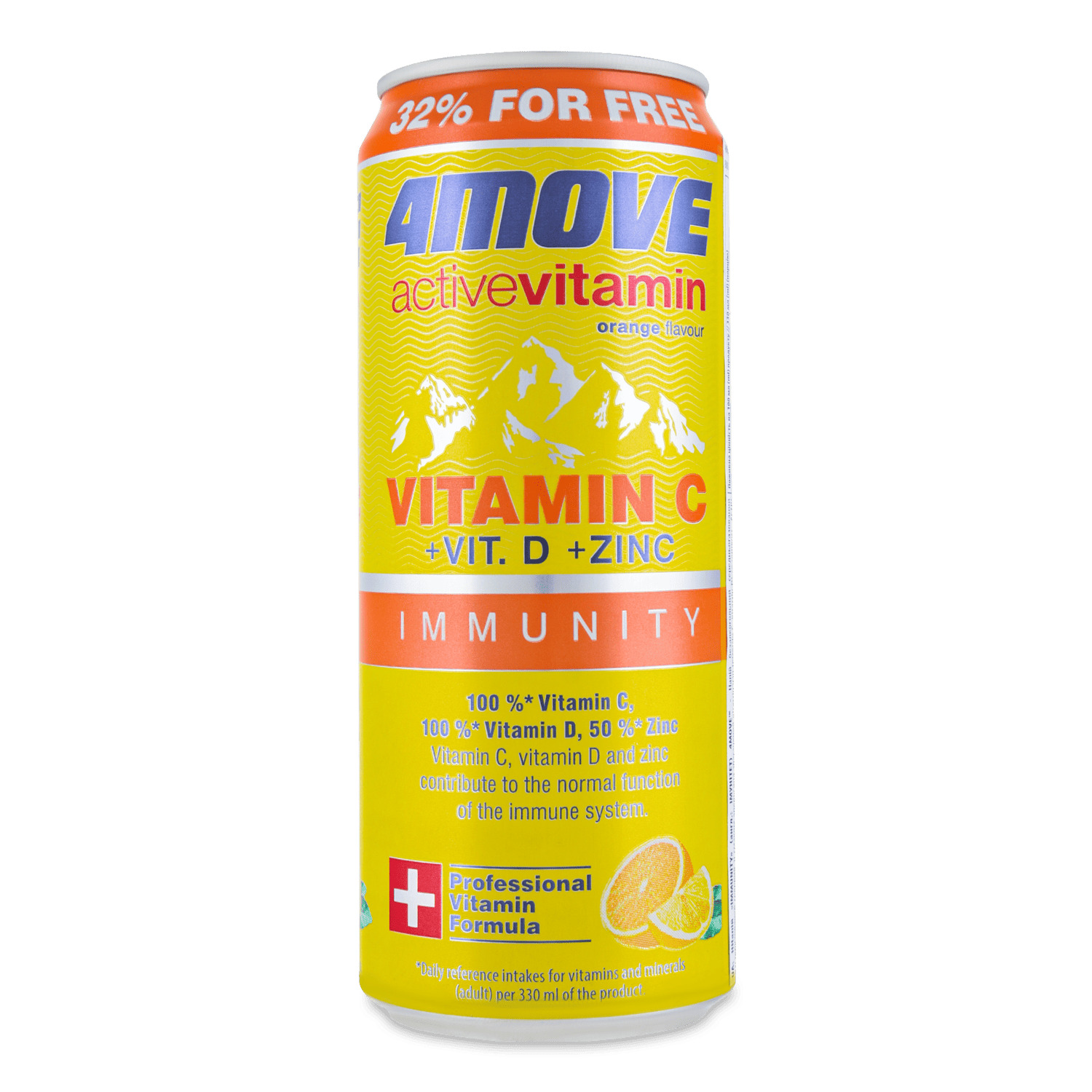 Напиток 4move Active vitamin C+D+zinc н/газ б/а ж/б