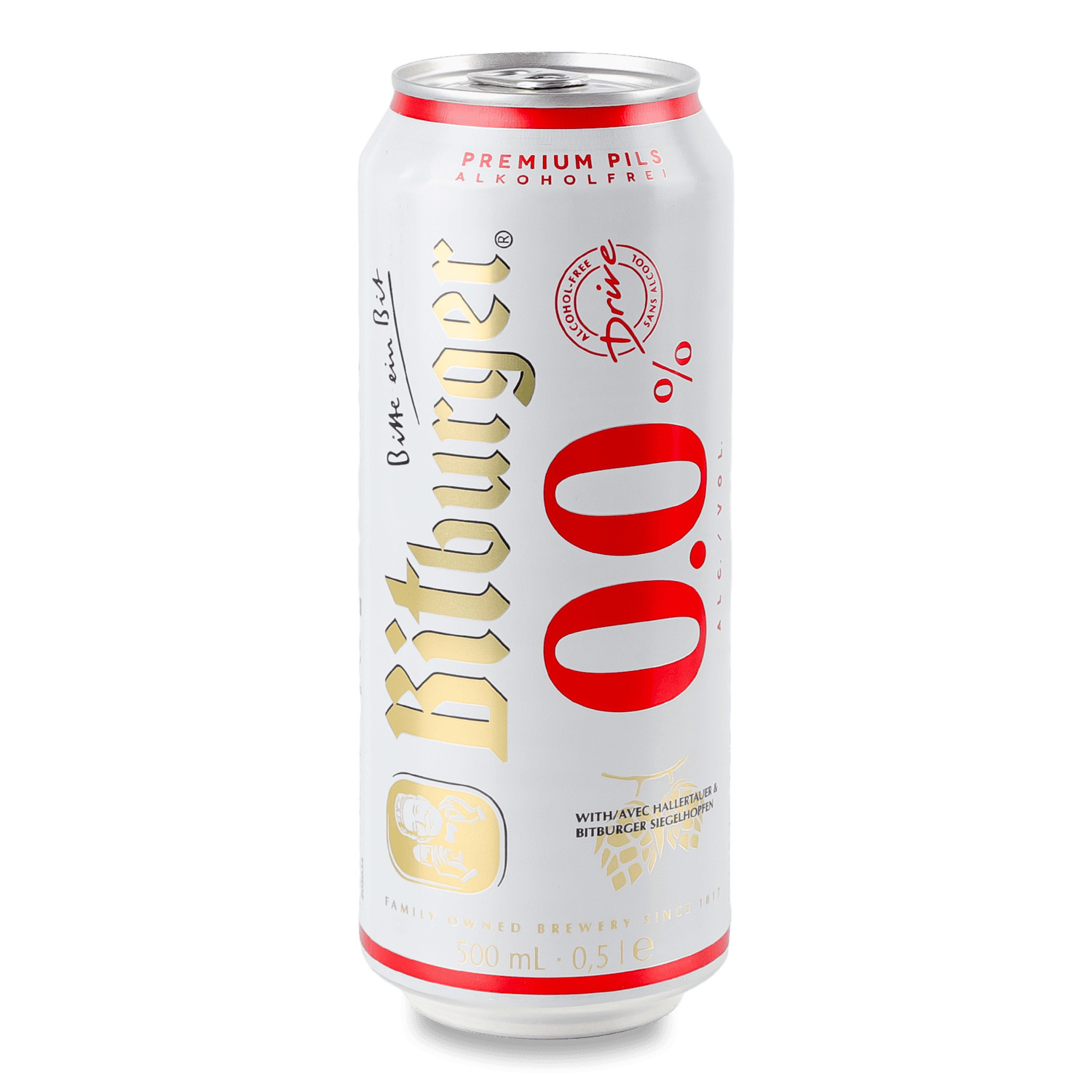 Пиво Bitburger Drive светлое безалкогольное ж/б