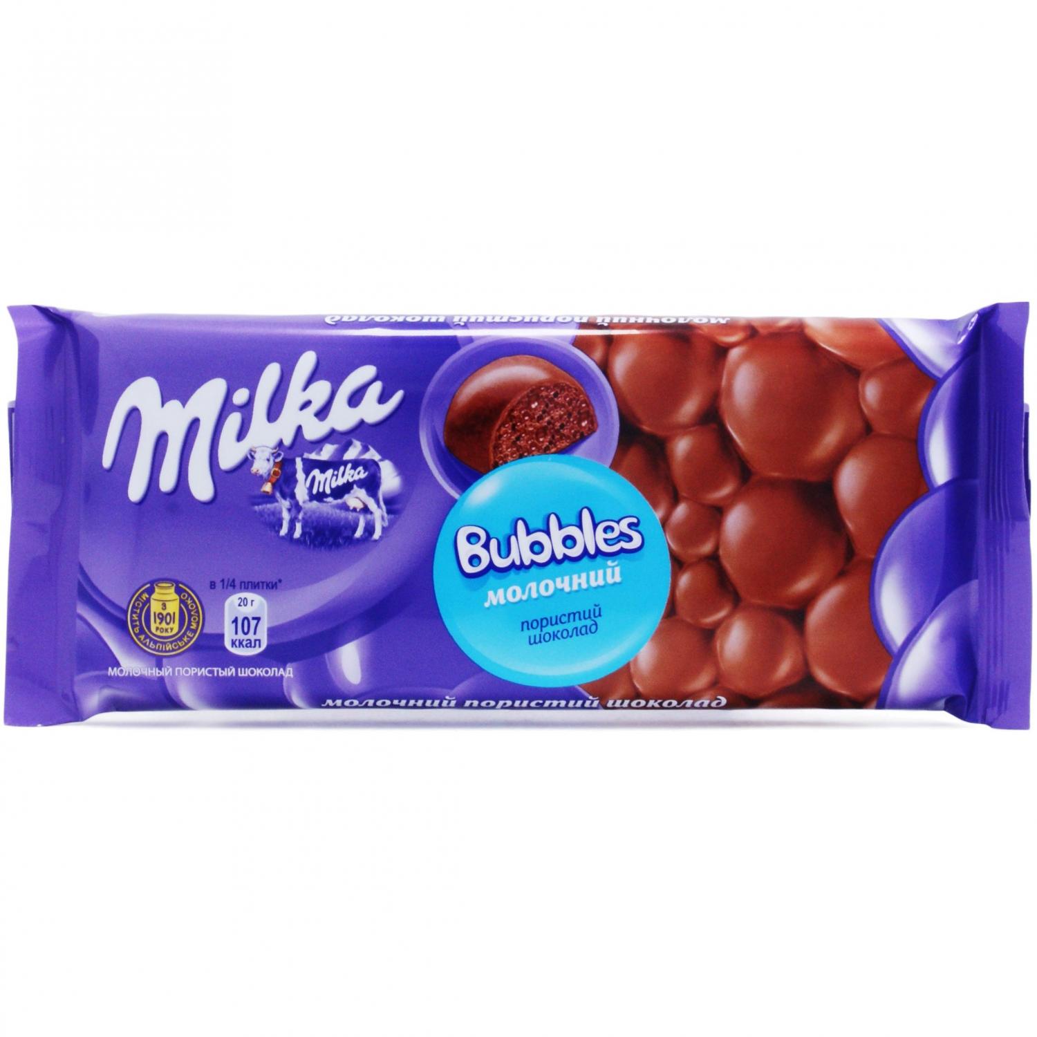 Шоколад молочный Milka Bubbles пористый купить в Киеве | FOZZY