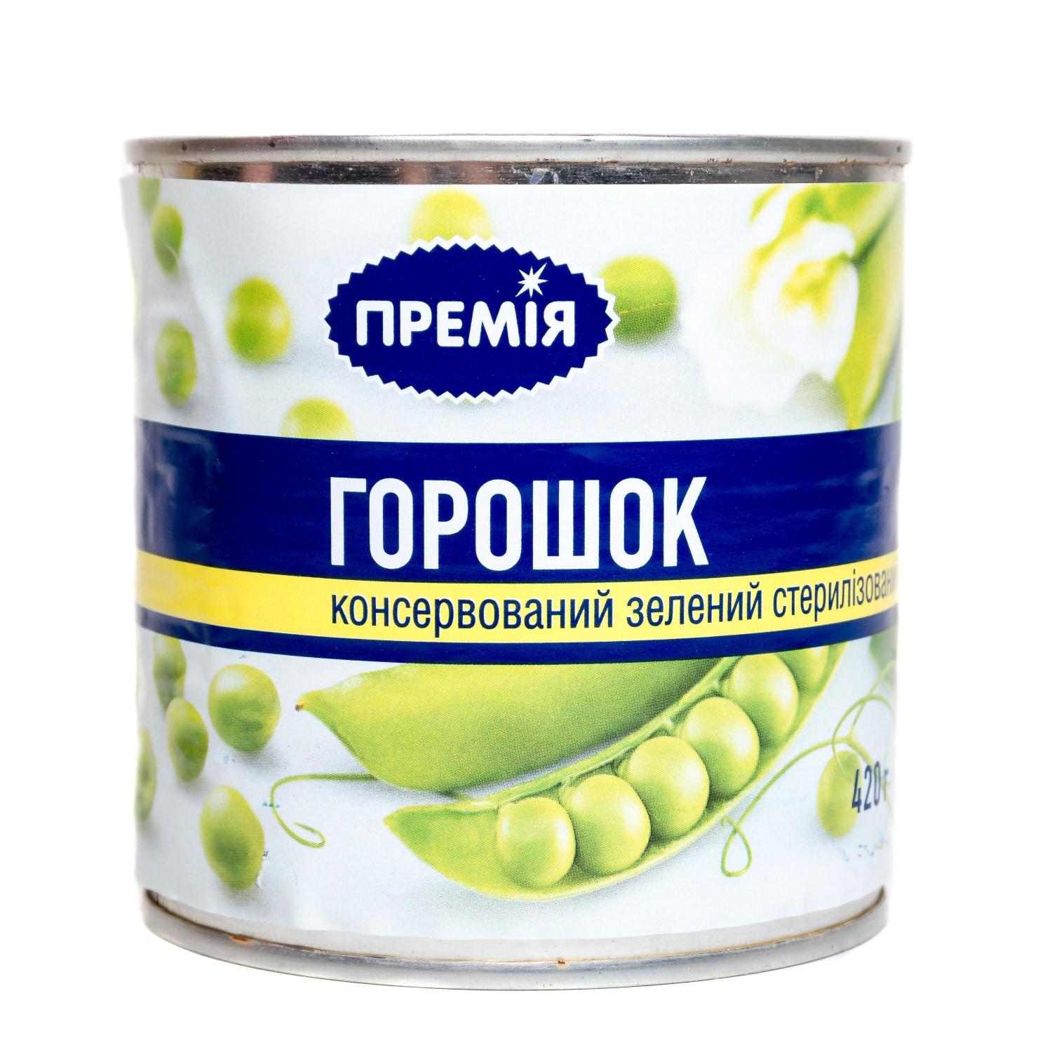 Горошек "Премія" зеленый консервированный