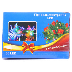 Электрогирлянда LED 30 ламп 4цв 8 -реж Y1