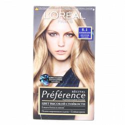 Краска для волос  L`Oreal RECITAL Preference тон 8.1