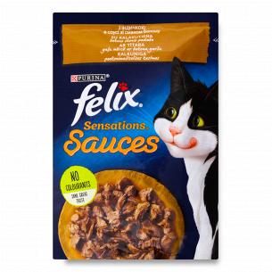 Корм для котов Felix Jellies Sensations индейка в соусе со вкусом бекона
