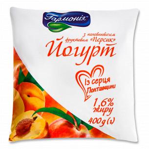 Йогурт Гармонія с наполнителем персик 1,6% п/э