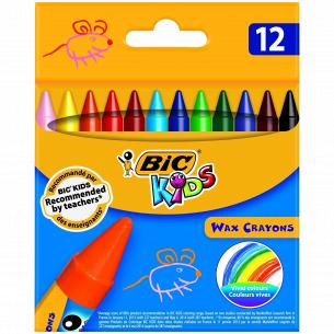 Восковые мелки BIC Wax Crayons 12 цветов