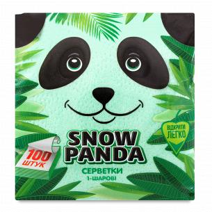 Салфетки Сніжна панда 1-слойные зеленые 24х24см