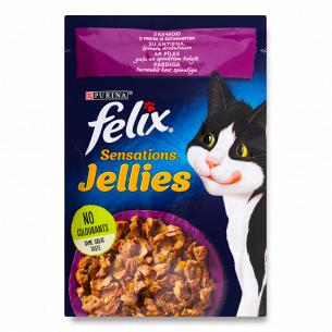 Корм для котов Felix Jellies Sensations утка-шпинат желе