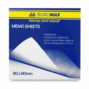 Блок паперу Buromax білий 80х80мм 300 аркушів зклєєний