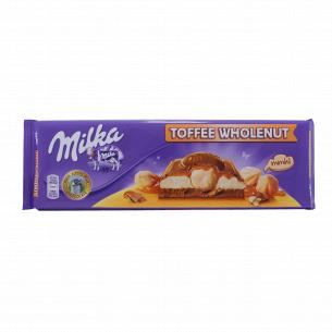Шоколад Milka с начинкой целый орех и карамель