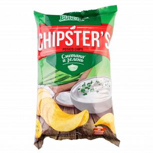 Чипсы Flint Chipster`s натуральные со вкусом сметаны и зелени